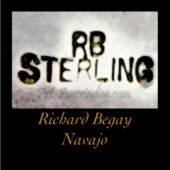 👑🫐🗝️Signed - Richard Begay, Navajo Vintage Sterling Silver Lapis Gold Wash Ring - Picture 6 of 7